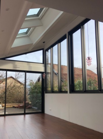 Vue de l'interieur Véranda bois et alu st dié des vosges